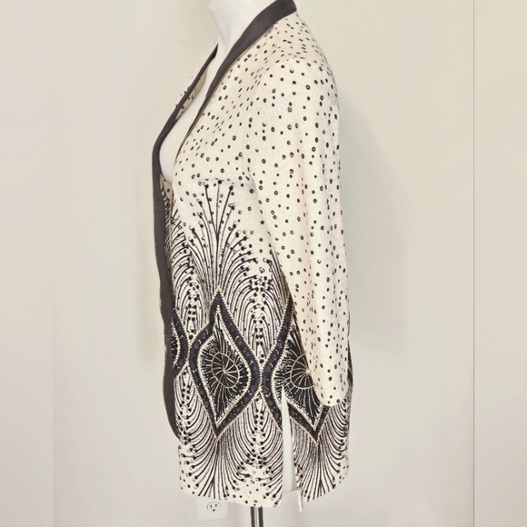 Chico’s Travelers Collection Foiled Peacock Jacket OO- 3/4 sleeve - Picture 5 of 12